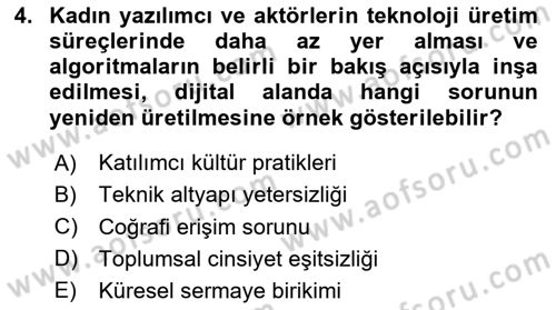 Dijital Kültür Dersi 2025 - 2026 Yılı (Vize) Ara Sınav Soruları 4. Soru
