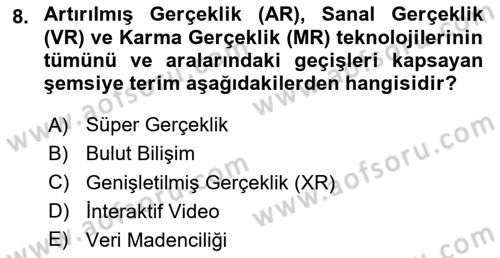 Dijital Kültür Dersi 2025 - 2026 Yılı (Vize) Ara Sınav Soruları 8. Soru