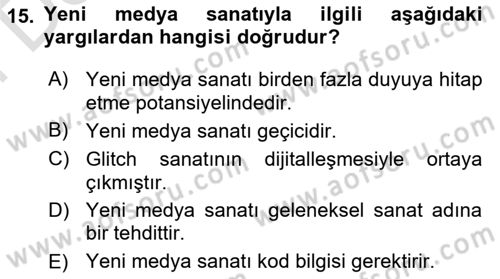 Dijital Kültür Dersi 2025 - 2026 Yılı (Final) Dönem Sonu Sınav Soruları 15. Soru