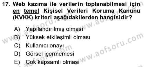 Dijital Kültür Dersi 2025 - 2026 Yılı (Final) Dönem Sonu Sınav Soruları 17. Soru