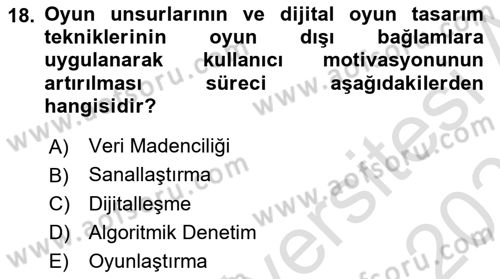 Dijital Kültür Dersi 2025 - 2026 Yılı (Final) Dönem Sonu Sınav Soruları 18. Soru