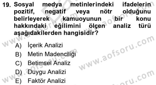 Dijital Kültür Dersi 2025 - 2026 Yılı (Final) Dönem Sonu Sınav Soruları 19. Soru