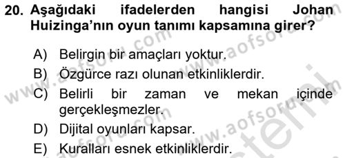 Dijital Kültür Dersi 2025 - 2026 Yılı (Final) Dönem Sonu Sınav Soruları 20. Soru
