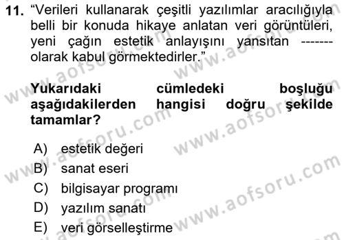 Dijital Kültür Dersi 2025 - 2026 Yılı Yaz Okulu Sınav Soruları 11. Soru