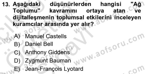 Dijital Kültür Dersi 2025 - 2026 Yılı Yaz Okulu Sınav Soruları 13. Soru
