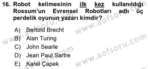 Dijital Kültür Dersi 2025 - 2026 Yılı Yaz Okulu Sınav Soruları 16. Soru