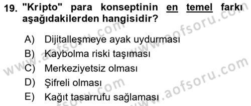 Dijital Kültür Dersi 2025 - 2026 Yılı Yaz Okulu Sınav Soruları 19. Soru