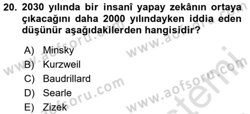 Dijital Kültür Dersi 2025 - 2026 Yılı Yaz Okulu Sınav Soruları 20. Soru