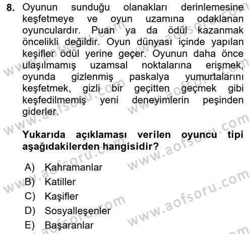 Dijital Kültür Dersi 2025 - 2026 Yılı Yaz Okulu Sınav Soruları 8. Soru