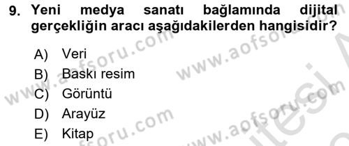 Dijital Kültür Dersi 2025 - 2026 Yılı Yaz Okulu Sınav Soruları 9. Soru