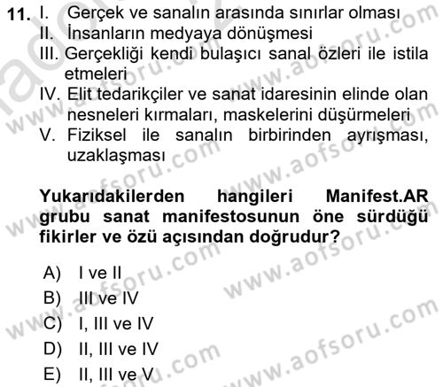 Yeni Medya Sanatı Dersi 2022 - 2023 Yılı (Vize) Ara Sınavı 11. Soru