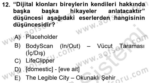 Yeni Medya Sanatı Dersi 2022 - 2023 Yılı (Vize) Ara Sınavı 12. Soru