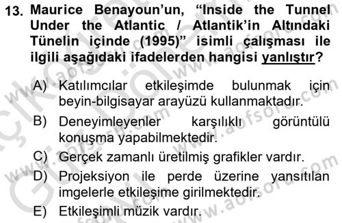 Yeni Medya Sanatı Dersi 2022 - 2023 Yılı (Vize) Ara Sınavı 13. Soru