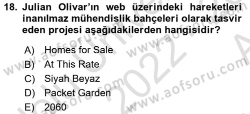 Yeni Medya Sanatı Dersi 2022 - 2023 Yılı (Vize) Ara Sınavı 18. Soru