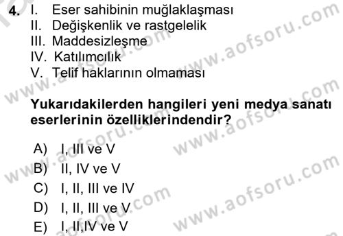 Yeni Medya Sanatı Dersi 2022 - 2023 Yılı (Vize) Ara Sınavı 4. Soru