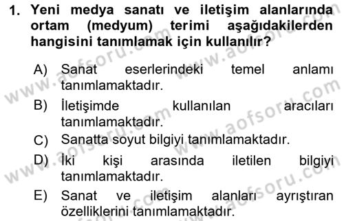 Yeni Medya Sanatı Dersi 2022 - 2023 Yılı (Final) Dönem Sonu Sınavı 1. Soru