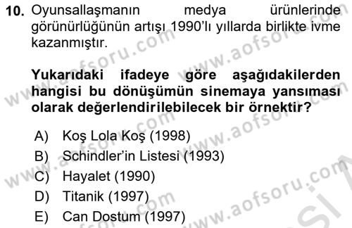 Yeni Medya Sanatı Dersi 2022 - 2023 Yılı (Final) Dönem Sonu Sınavı 10. Soru