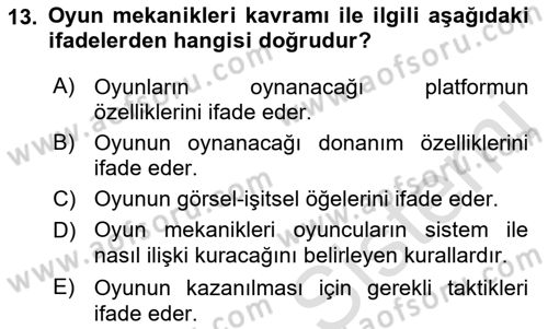 Yeni Medya Sanatı Dersi 2022 - 2023 Yılı (Final) Dönem Sonu Sınavı 13. Soru