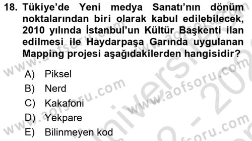 Yeni Medya Sanatı Dersi 2022 - 2023 Yılı (Final) Dönem Sonu Sınavı 18. Soru