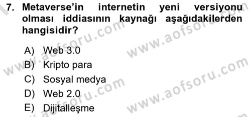 Yeni Medya Sanatı Dersi 2022 - 2023 Yılı (Final) Dönem Sonu Sınavı 7. Soru