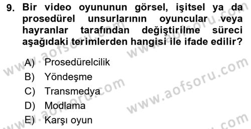 Yeni Medya Sanatı Dersi 2022 - 2023 Yılı (Final) Dönem Sonu Sınavı 9. Soru