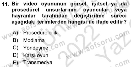 Yeni Medya Sanatı Dersi 2022 - 2023 Yılı Yaz Okulu Sınavı 11. Soru