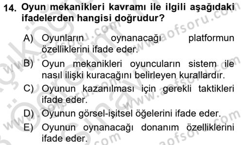 Yeni Medya Sanatı Dersi 2022 - 2023 Yılı Yaz Okulu Sınavı 14. Soru