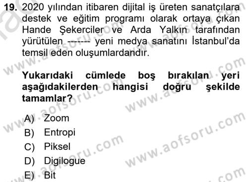 Yeni Medya Sanatı Dersi 2022 - 2023 Yılı Yaz Okulu Sınavı 19. Soru