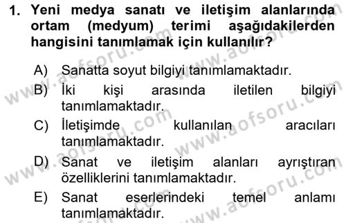 Yeni Medya Sanatı Dersi 2023 - 2024 Yılı (Vize) Ara Sınavı 1. Soru