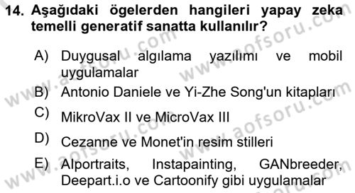 Yeni Medya Sanatı Dersi 2023 - 2024 Yılı (Final) Dönem Sonu Sınavı 14. Soru