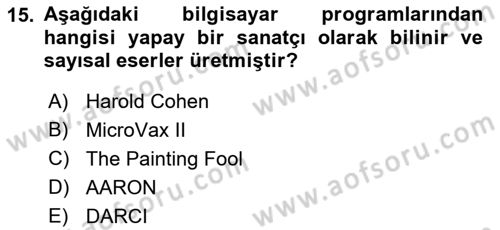 Yeni Medya Sanatı Dersi 2023 - 2024 Yılı (Final) Dönem Sonu Sınavı 15. Soru