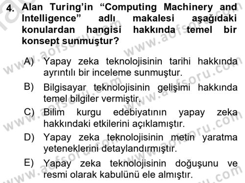 Yeni Medya Sanatı Dersi 2023 - 2024 Yılı (Final) Dönem Sonu Sınavı 4. Soru