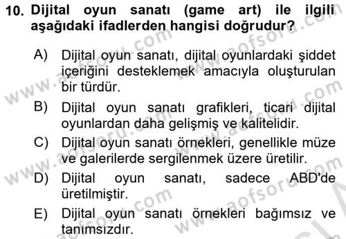 Yeni Medya Sanatı Dersi 2023 - 2024 Yılı Yaz Okulu Sınavı 10. Soru