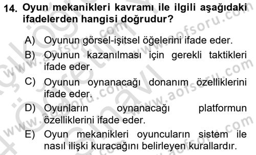 Yeni Medya Sanatı Dersi 2023 - 2024 Yılı Yaz Okulu Sınavı 14. Soru