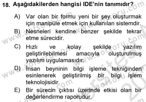 Yeni Medya Sanatı Dersi 2023 - 2024 Yılı Yaz Okulu Sınavı 18. Soru