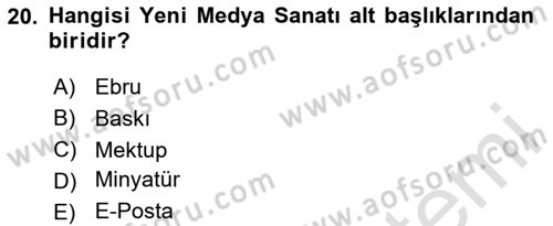 Yeni Medya Sanatı Dersi 2023 - 2024 Yılı Yaz Okulu Sınavı 20. Soru