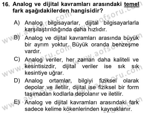 Yeni Medya Sanatı Dersi 2024 - 2025 Yılı (Vize) Ara Sınavı 16. Soru