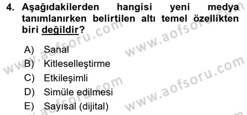 Yeni Medya Sanatı Dersi 2024 - 2025 Yılı (Vize) Ara Sınavı 4. Soru