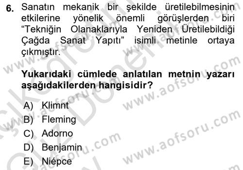 Yeni Medya Sanatı Dersi 2024 - 2025 Yılı (Vize) Ara Sınavı 6. Soru