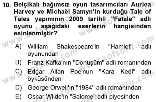Yeni Medya Sanatı Dersi 2024 - 2025 Yılı (Final) Dönem Sonu Sınav Soruları 10. Soru