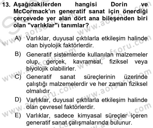 Yeni Medya Sanatı Dersi 2024 - 2025 Yılı (Final) Dönem Sonu Sınav Soruları 13. Soru