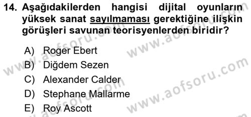 Yeni Medya Sanatı Dersi 2024 - 2025 Yılı (Final) Dönem Sonu Sınav Soruları 14. Soru
