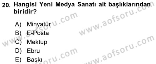 Yeni Medya Sanatı Dersi 2024 - 2025 Yılı (Final) Dönem Sonu Sınav Soruları 20. Soru
