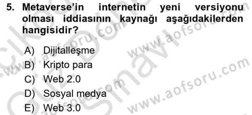 Yeni Medya Sanatı Dersi 2024 - 2025 Yılı (Final) Dönem Sonu Sınav Soruları 5. Soru