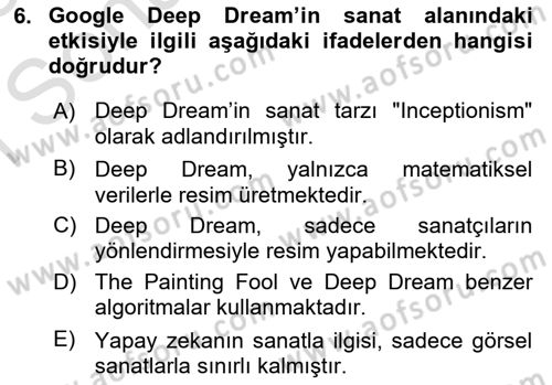 Yeni Medya Sanatı Dersi 2024 - 2025 Yılı (Final) Dönem Sonu Sınav Soruları 6. Soru