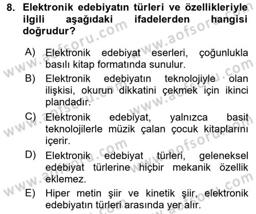 Yeni Medya Sanatı Dersi 2024 - 2025 Yılı (Final) Dönem Sonu Sınav Soruları 8. Soru