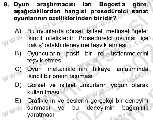 Yeni Medya Sanatı Dersi 2024 - 2025 Yılı (Final) Dönem Sonu Sınav Soruları 9. Soru