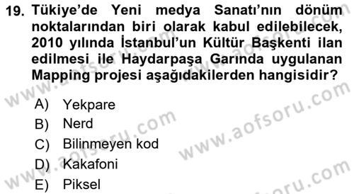 Yeni Medya Sanatı Dersi 2024 - 2025 Yılı Yaz Okulu Sınav Soruları 19. Soru