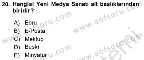 Yeni Medya Sanatı Dersi 2024 - 2025 Yılı Yaz Okulu Sınav Soruları 20. Soru