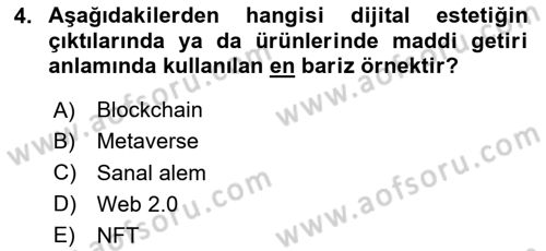 Yeni Medya Sanatı Dersi 2024 - 2025 Yılı Yaz Okulu Sınav Soruları 4. Soru
